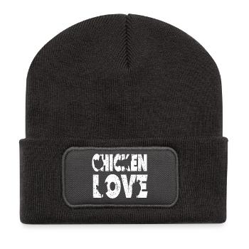Fans de poulet - Coq - Coq - Poulet fleur - Bio - Beanie recyclé à patch - charbon - Devant