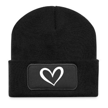 Herz Symbol Illustration - Recycelte Patch Beanie - Schwarz - Vorne