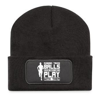 Marathon Runner Takes Balls Running - Recycled Patch Beanie - dark grey - Front
