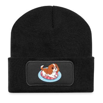 Sommerbojen-Schwimmerwelpe - Recycelte Patch Beanie - Schwarz - Vorne