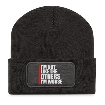 I'm Not Like The Others I'm Worse Lustig Sarkasmus - Recycelte Patch Beanie - Dunkelgrau - Vorne
