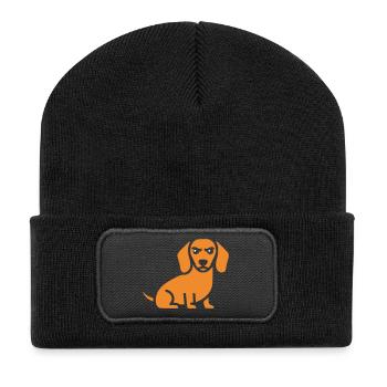 Dachshund Dog Flat Design - Recycled Patch Beanie - black - Front