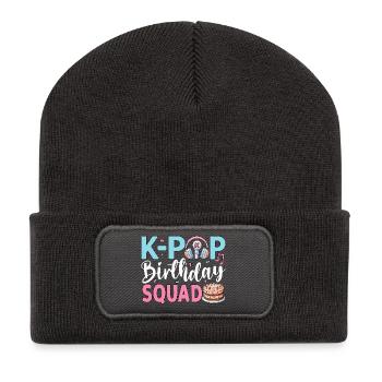 K-Pop Birthday Squad - Recycelte Patch Beanie - Dunkelgrau - Vorne