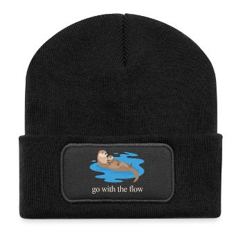 Otter Duo : Laisse Aller avec le Courant - Beanie recyclé à patch - noir - Devant