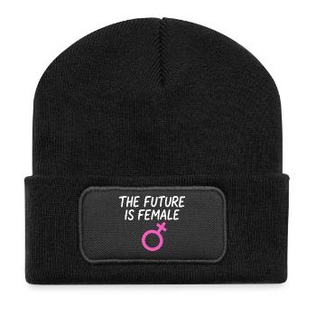 Female Saying Empowerment Girl Power - Recycled Patch Beanie - black - Front