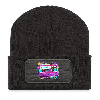 I Love 90s Cassette Graphic - Recycled Patch Beanie - dark grey - Front