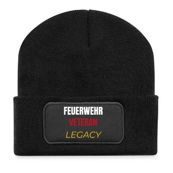 Feuerwehr Veteran – Legacy T‑Shirt - Recycelte Patch Beanie - Schwarz - Vorne