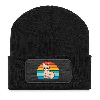 Alpaca with sunglasses for llama lovers - Recycled Patch Beanie - black - Front