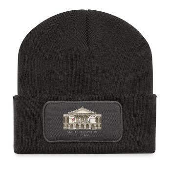 Chicago, handgezeichnetes Kunstmuseum - Recycelte Patch Beanie - Dunkelgrau - Vorne