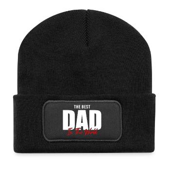 Célébrez le meilleur papa du monde ! Cadeau parfait - Beanie recyclé à patch - noir - Devant