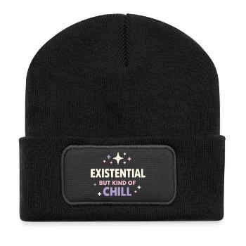 Existenzieller Humor, Nihilismus, Humor, - Recycelte Patch Beanie - Schwarz - Vorne