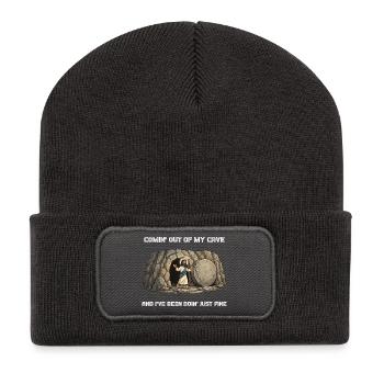 Auferstehung aus der Höhle Spruch - Recycelte Patch Beanie - Dunkelgrau - Vorne