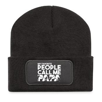My Favorite People Call Me Papa Frisbee Dad - Recycled Patch Beanie - dark grey - Front