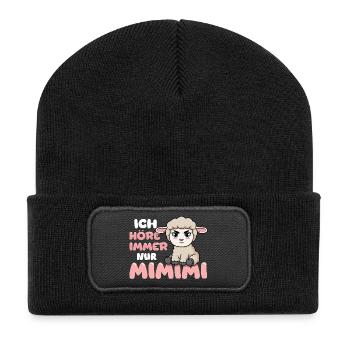  Ich Höre Immer Nur Ein Mimimi Schaf - Recycelte Patch Beanie - Schwarz - Vorne