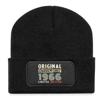 1966 Vintage Rétro Cadeau D'anniversaire - Beanie recyclé à patch - noir - Devant