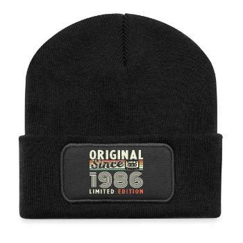 1986 Vintage Rétro Cadeau D'anniversaire - Beanie recyclé à patch - noir - Devant