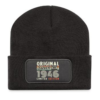 1946 Vintage Retro Geburtstagsgeschenk - Recycelte Patch Beanie - Dunkelgrau - Vorne