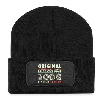 2008 Vintage Rétro Cadeau d’anniversaire - Beanie recyclé à patch - noir - Devant