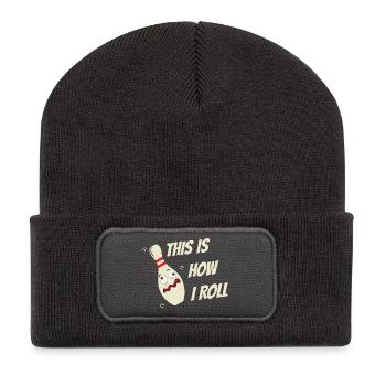 Bowling Skittles Sayings This is how I roll - Recycled Patch Beanie - dark grey - Front