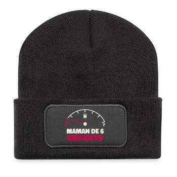 Maman de 6 Enfants Jauge Essence Humour Fatigue - Beanie recyclé à patch - charbon - Devant