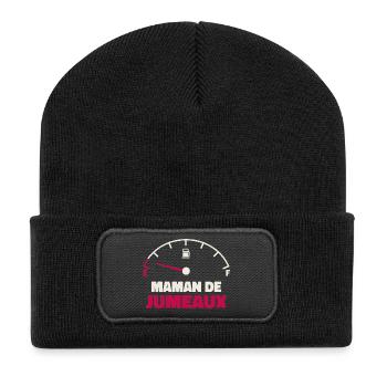 Maman de Jumeaux Jauge Essence Humour Fatigue  - Beanie recyclé à patch - noir - Devant