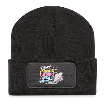 Family Tech Support Unpaid - Recycled Patch Beanie - dark grey - Front