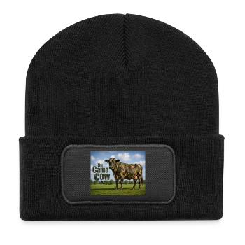 Camo cow in meadow - Recycled Patch Beanie - black - Front