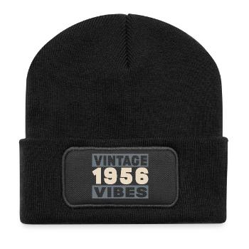 anniversaire 1956 - 70 ans - Beanie recyclé à patch - noir - Devant