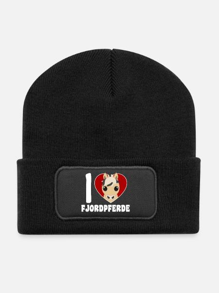 Ich liebe Fjordpferde - Recycelte Patch Beanie - Schwarz