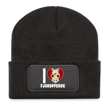 J’adore les chevaux de fjord - Beanie recyclé à patch - charbon - Devant