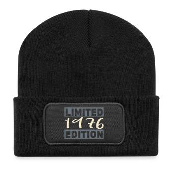 Vintage 1976, 50 Years Birthday Gift - Recycled Patch Beanie - black - Front