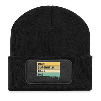 Superheld als Handwerker - Recycelte Patch Beanie - Schwarz - Vorne