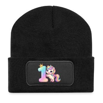 Je suis 1 fille licorne Kawaii Anniversaire - Beanie recyclé à patch - noir - Devant