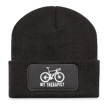 My Therapist Bicycle Bike Cyclism Funny - Recycled Patch Beanie - dark grey - Front