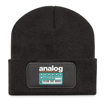 Analog Synthesizer Retro Music  - Recycled Patch Beanie - dark grey - Front