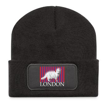 London Punk katze Mohikaner Kätzchen freche Katze - Recycelte Patch Beanie - Dunkelgrau - Vorne