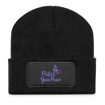 Protégez votre paix papillon paix intérieure - Beanie recyclé à patch - noir - Devant