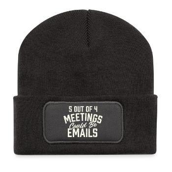 5 von 4 Meetings könnten E-Mail-Humor sein - Recycelte Patch Beanie - Dunkelgrau - Vorne
