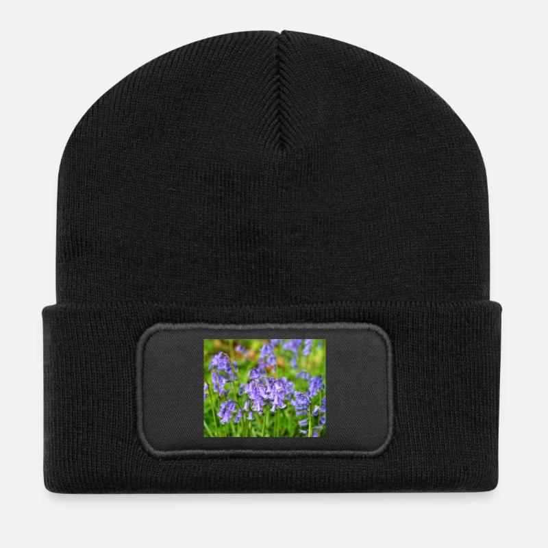 Bluebell - Violet Spring Bloom - Recycled Patch Beanie - black
