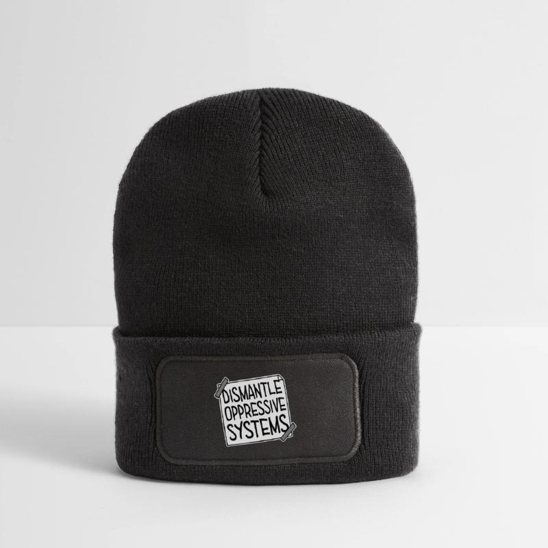 Dismantle Oppressive Systems Activism Statement Recycled Patch Beanie