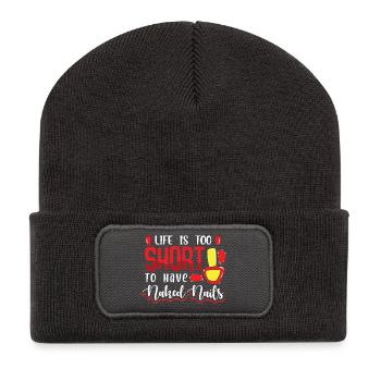 Designer de manucures Salon de manucure cosmétiques - Beanie recyclé à patch - charbon - Devant
