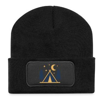 Camping Tent Forest Night Icon - Recycled Patch Beanie - black - Front