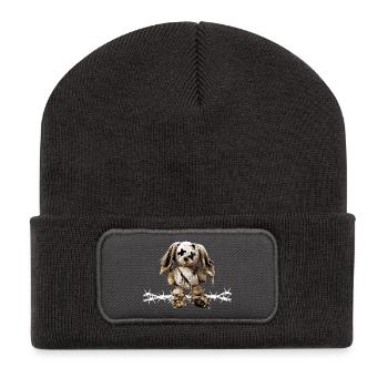Dark Aesthetics Stuffed Bunny Soft Toy Barbed Wire - Recycled Patch Beanie - dark grey - Front