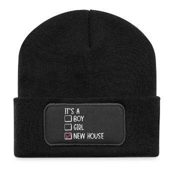 New House Checkbox Illustration - Recycled Patch Beanie - black - Front