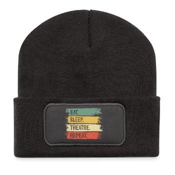Manger, dormir, théâtre, répéter - Beanie recyclé à patch - charbon - Devant