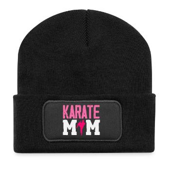 Karate Mama Kampfsport Mutter Kämpferin Pink - Recycelte Patch Beanie - Schwarz - Vorne