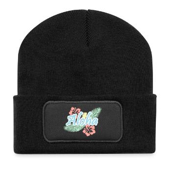 Aloha-tropische Sommerblumen - Recycelte Patch Beanie - Schwarz - Vorne