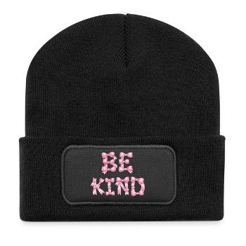 Be Kind Pink Bow T-Shirt Coquette Aesthetic - Recycled Patch Beanie - black - Front