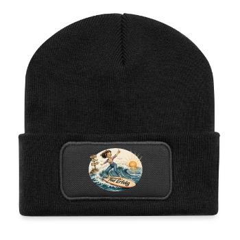 Feel Erfolg – Positivity im Retro Style - Recycelte Patch Beanie - Schwarz - Vorne