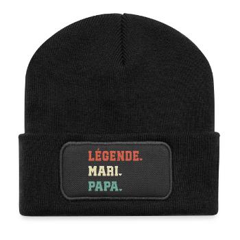 Legend Husband Papa Gift for Papa - Recycled Patch Beanie - black - Front